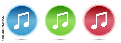 Music note icon glass round buttons set illustration