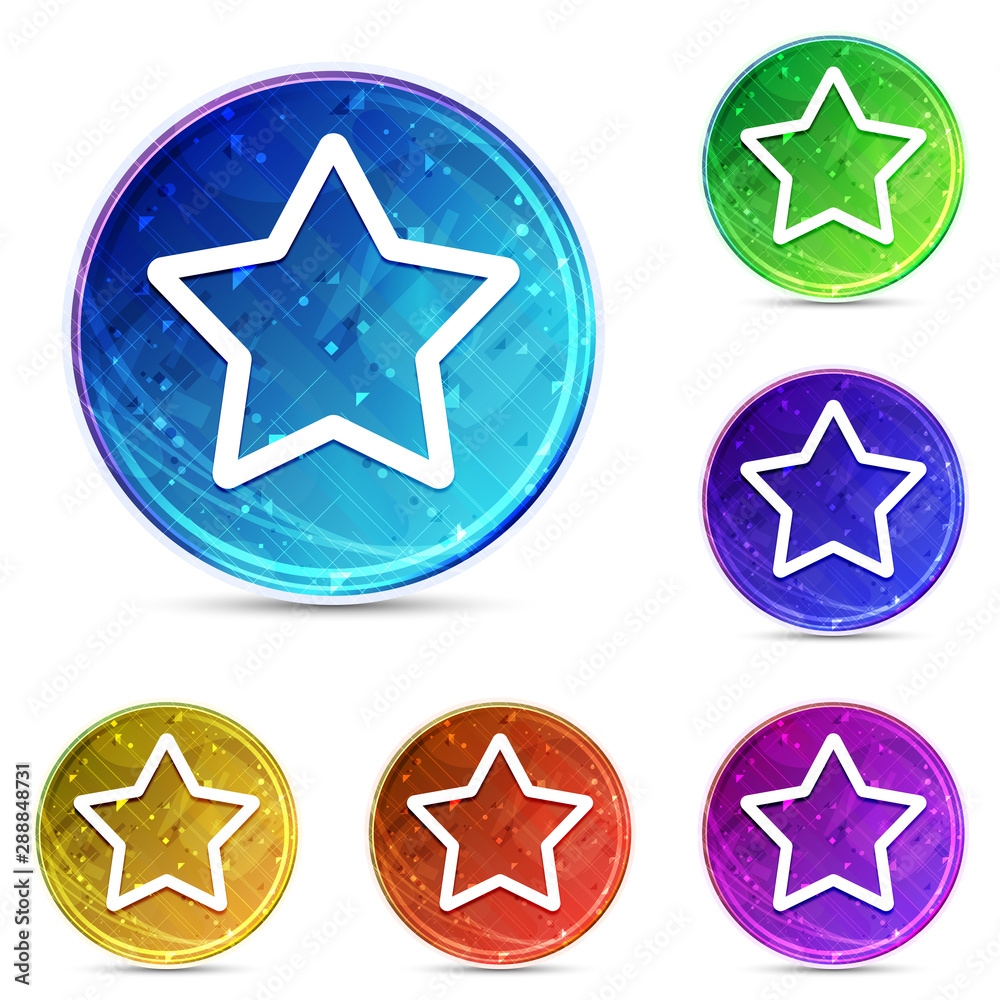 Star icon digital abstract round buttons set illustration Star icon digital abstract round buttons set illustration