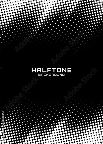 Halftone dots gradient pattern texture vertical background. Frame using halftone circle zigzag grunge pattern for design of posters, flyers, brochures, covers. Vector zigzag spotted illustration.
