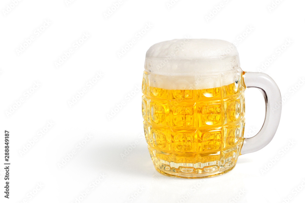 Glass of light beer set isolated on white background Glass of light beer set isolated on white background