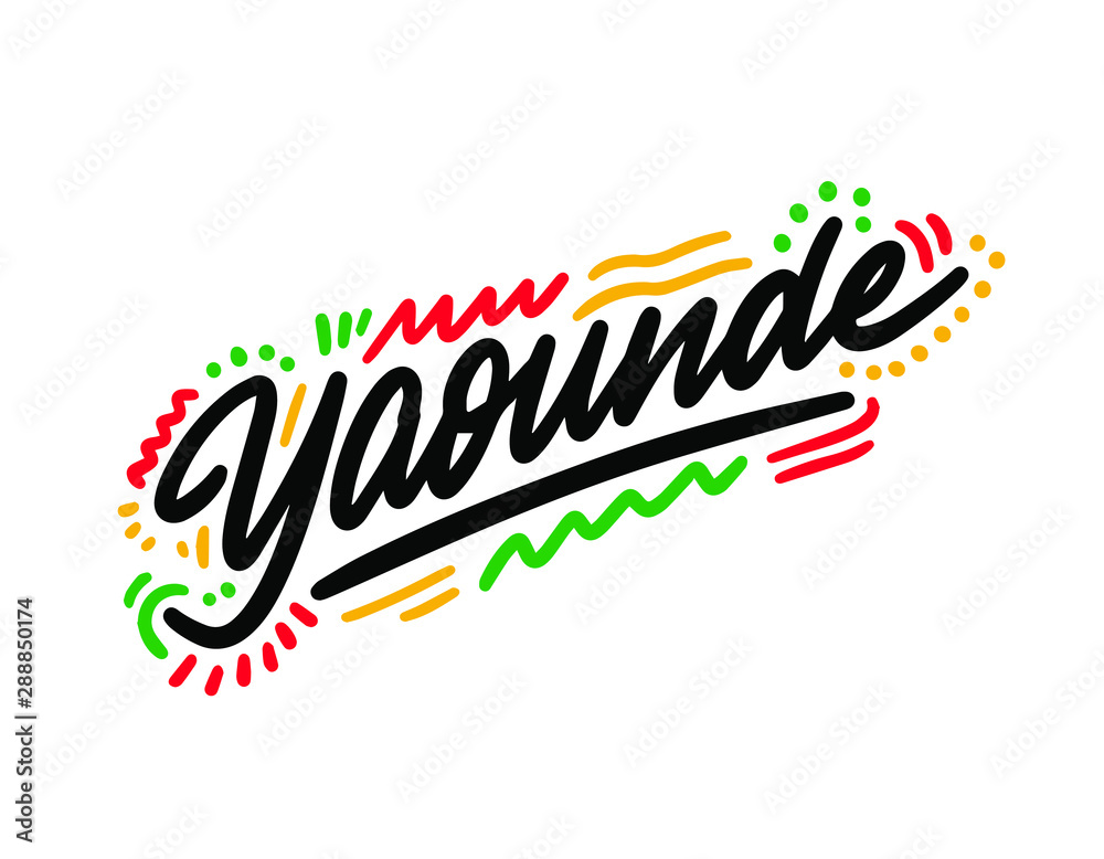 Obraz premium Yaounde Creative Text Handwritten Design Vector Illustration.