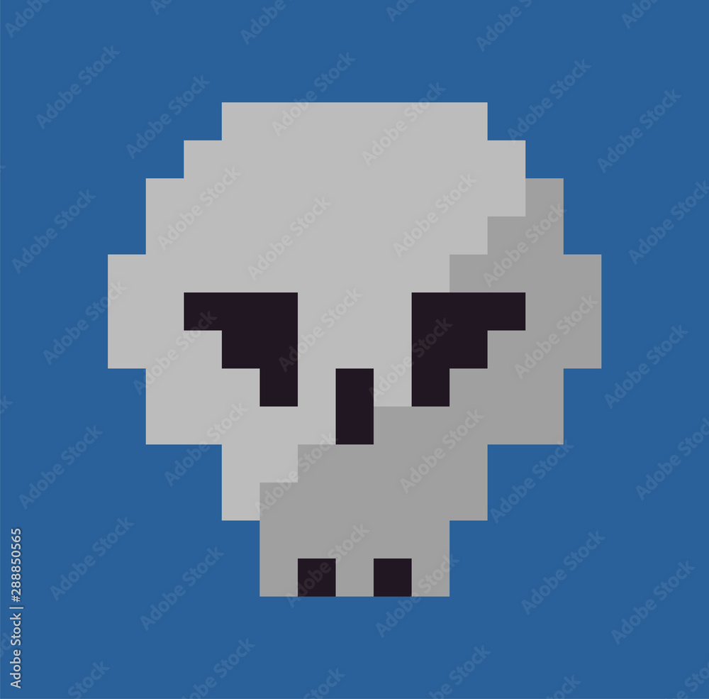 Skull vector, isolated head of dead person icon in flat style, grey bones pixel art graphics of games, pixelated spooky item symbol of danger and horror cartoon Skull vector, isolated head of dead person icon in flat style, grey bones pixel art graphics of games, pixelated spooky item symbol of danger and horror cartoon