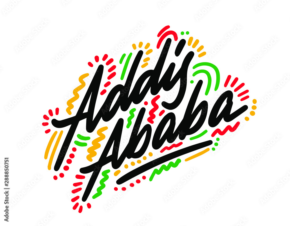 Obraz premium Addis ababa, text design. Vector calligraphy. Typography poster. Usable as background.