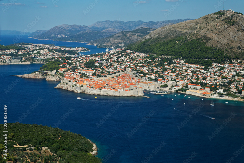 Aerial view of old town in Dubrovnik, Croatia