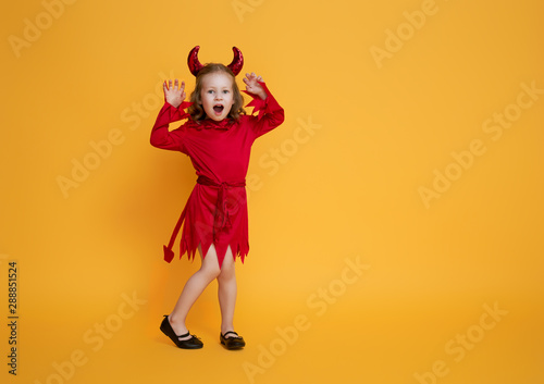 little devil on yellow background