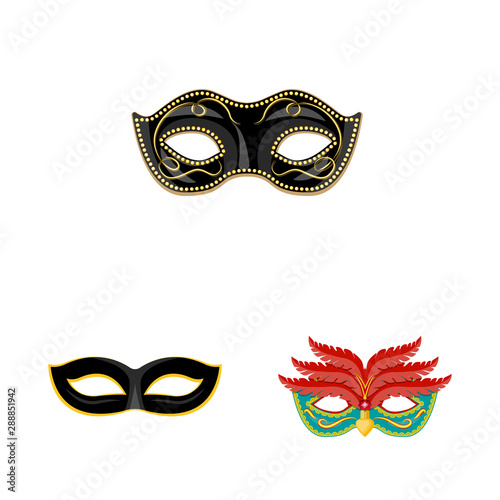 Isolated object of carnival and theatrical sign. Collection of carnival and mystery vector icon for stock.