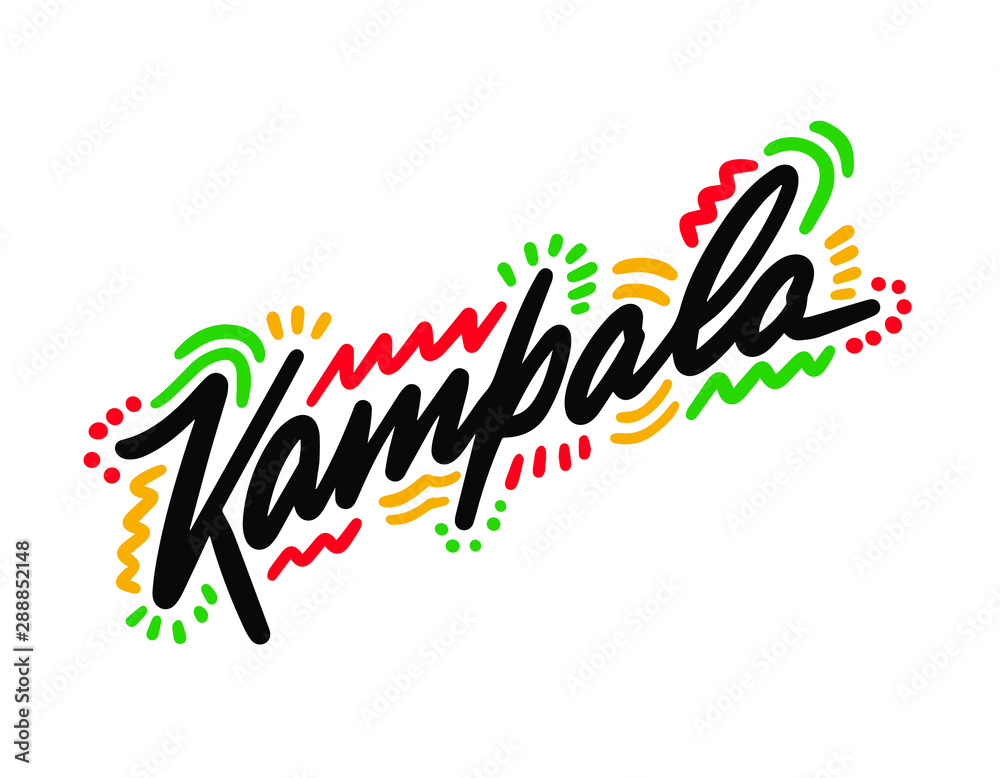 Kampala city text design on background for typographic logo icon design