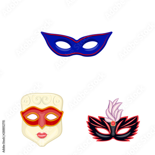 Isolated object of carnival and theatrical logo. Set of carnival and mystery vector icon for stock.