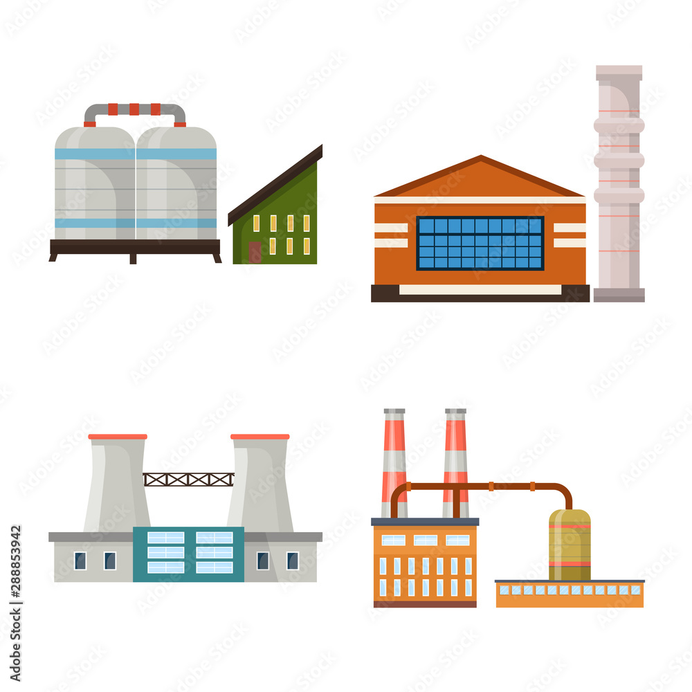 Vector design of factory and industry logo. Collection of factory and architecture stock vector illustration.