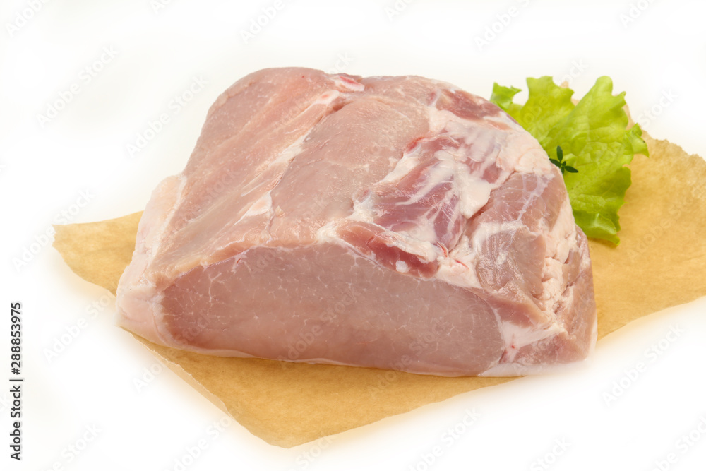 Raw pork meat piece for cooking