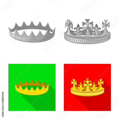 Vector illustration of medieval and nobility sign. Set of medieval and monarchy vector icon for stock.