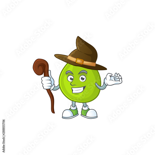 Witch guava fruit ripe mascot cartoon style.