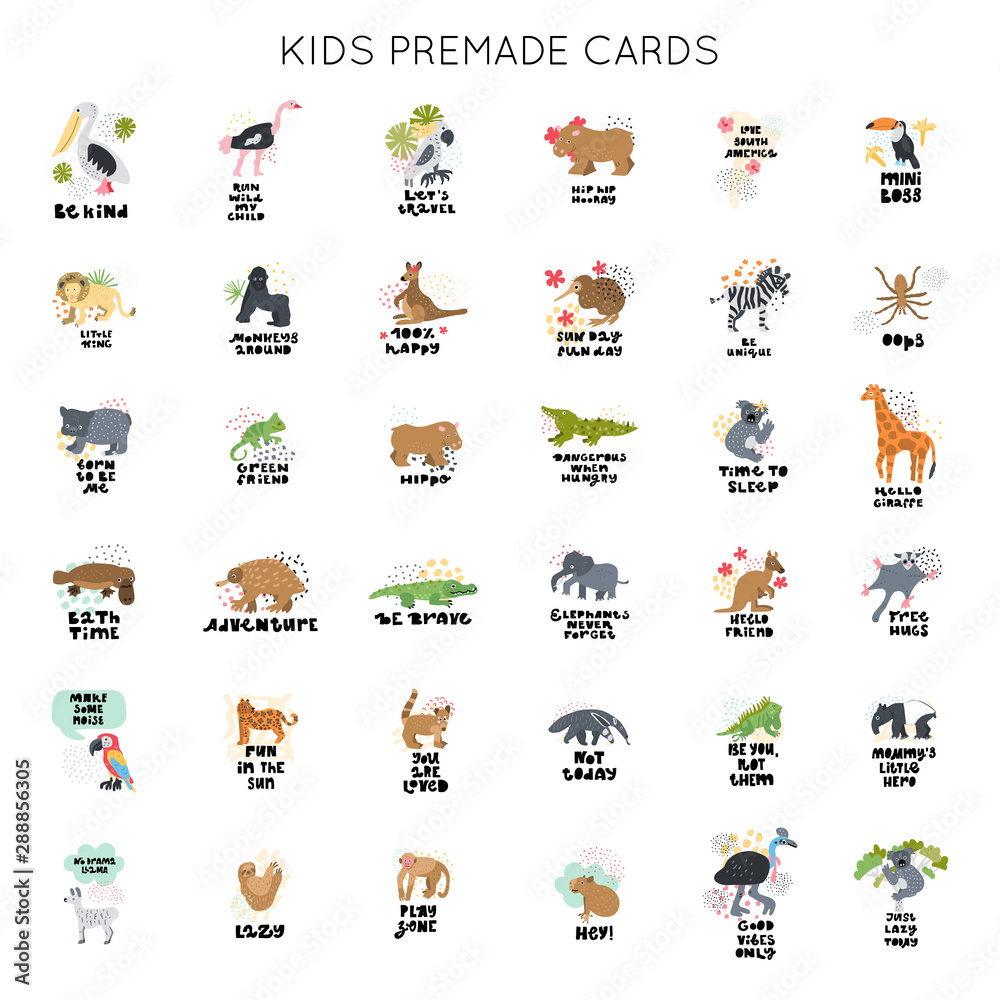 Cute Animals Card Vector Cute Animals Card Vector