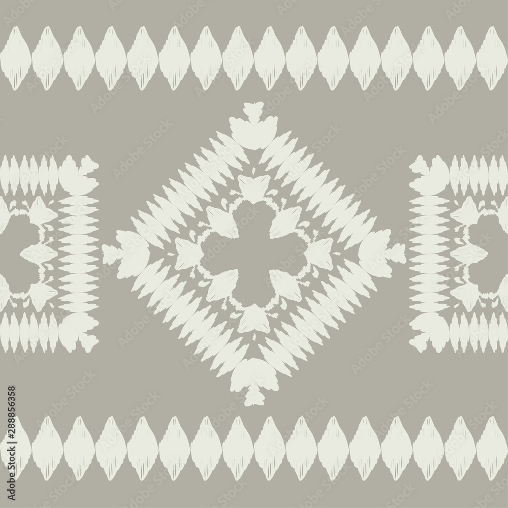 Fototapeta premium Ethnic boho seamless pattern. Ikat. Traditional ornament. Geometric background. Folk motif. Can be used for wallpaper, textile, invitation card, wrapping, web page background.
