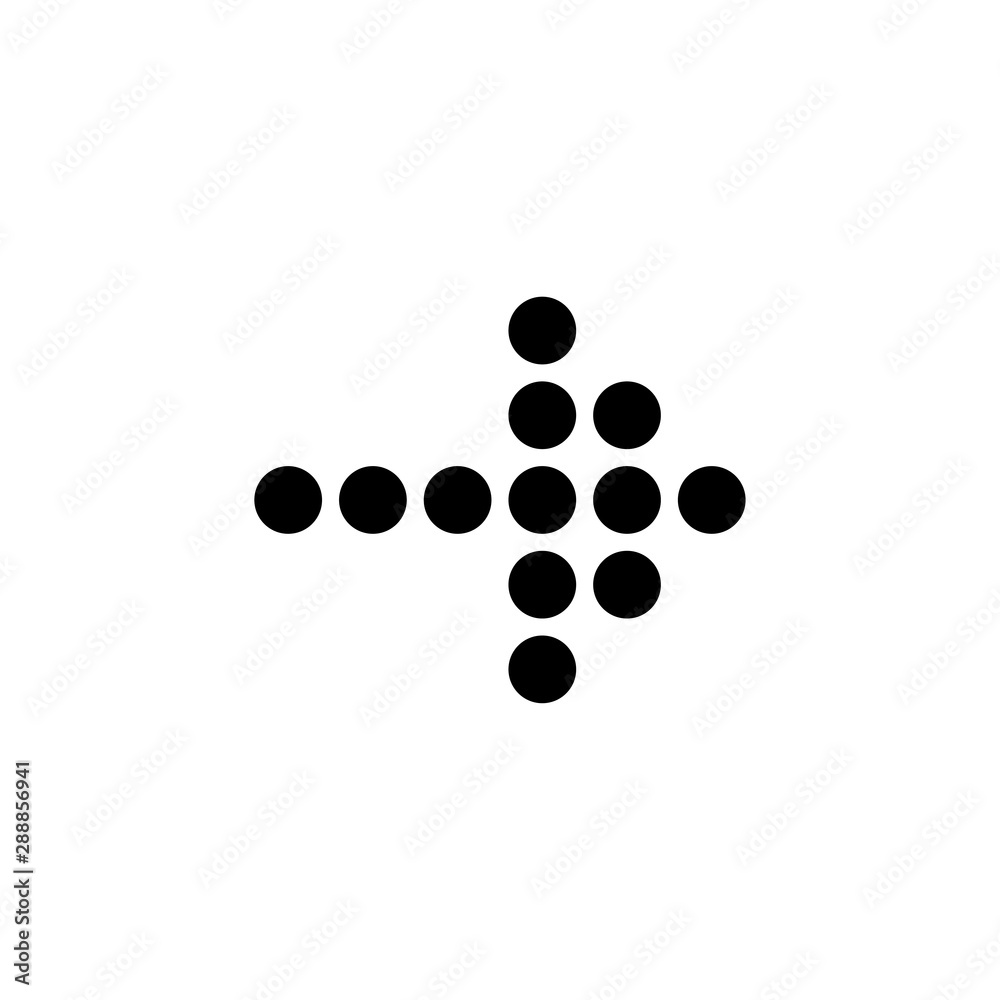 Arrow dots icon. Arrow vector icon to the right. Arrow isolated on white background Arrow dots icon. Arrow vector icon to the right. Arrow isolated on white background