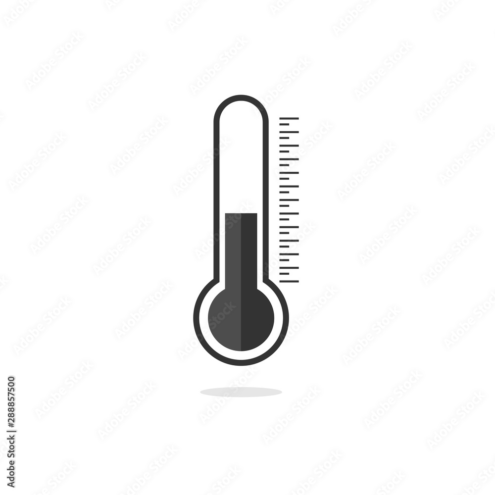 Thermometer vector icon. Thermometer black icon in simple flat design. Temperature symbol. Celsius thermometer isolated