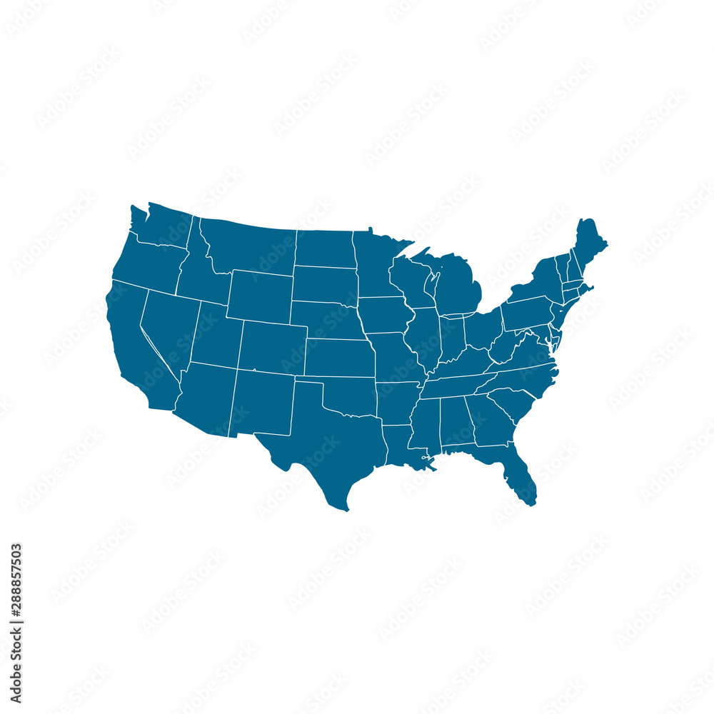 USA map icon. Usa map vector icon. United States of America symbol. USA map isolated on white background