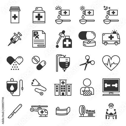 Medical and Hospital Life Outline Icon Set photo