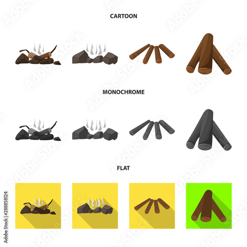 Vector illustration of material and logging symbol. Set of material and forestry vector icon for stock.