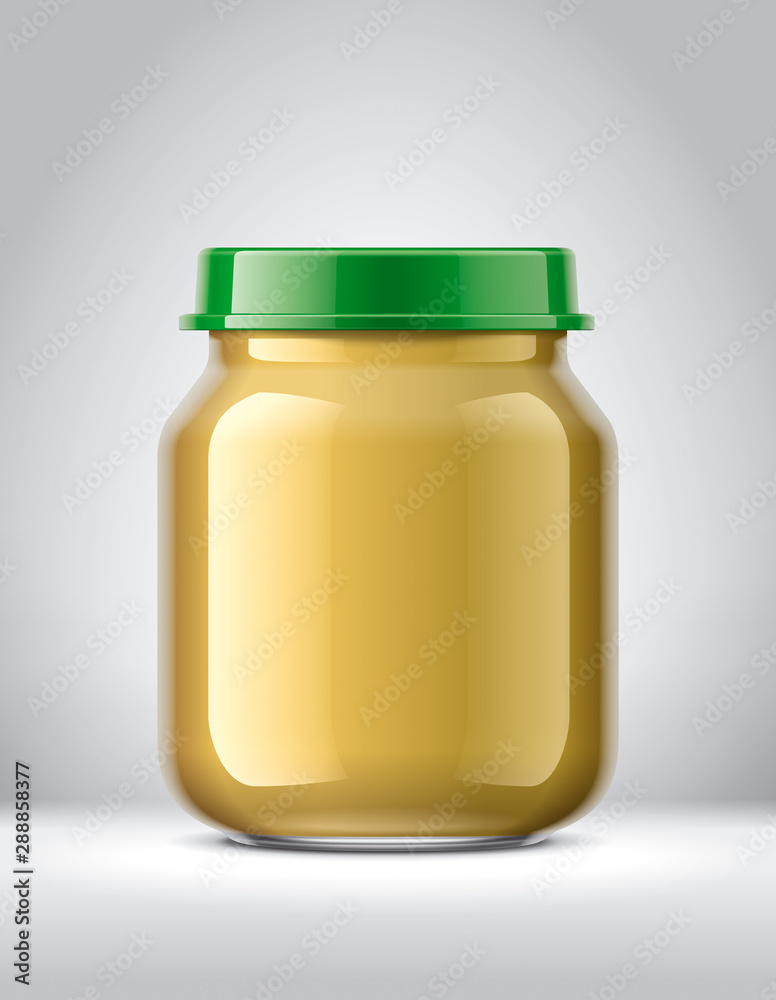 Jar for baby nutrition on background. Medium size Jar for baby nutrition on background. Medium size