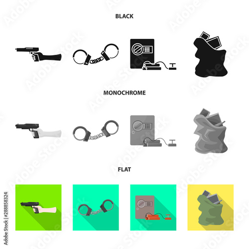 Isolated object of crime and steal sign. Collection of crime and villain vector icon for stock.