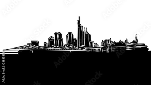 Frankfurt Panorama Silhouette Drawing