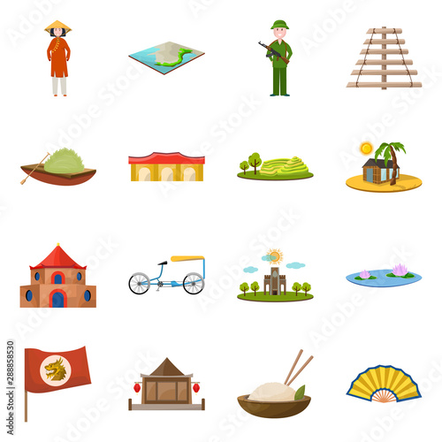 Vector illustration of travel and country sign. Collection of travel and culture stock vector illustration.