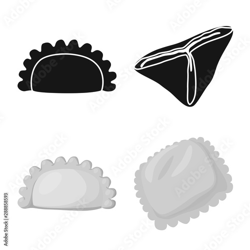 Isolated object of products and cooking symbol. Collection of products and appetizer vector icon for stock.