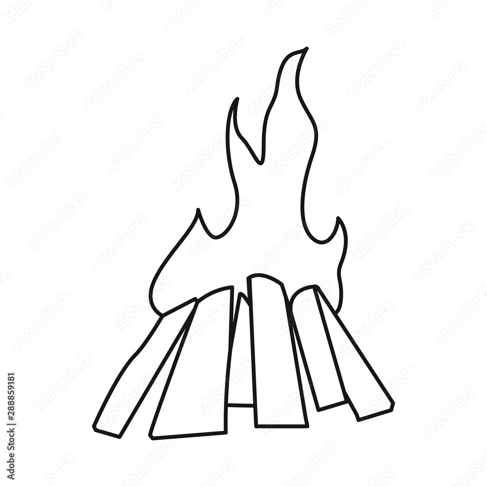 Vector illustration of campfire and fiery sign. Set of campfire and blaze stock symbol for web. Vector illustration of campfire and fiery sign. Set of campfire and blaze stock symbol for web.