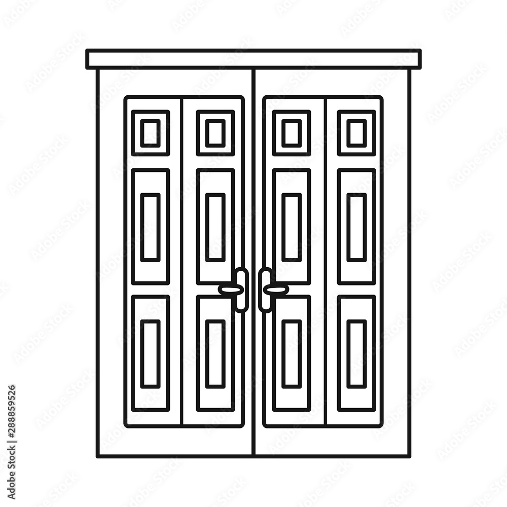 Vector illustration of door and house symbol. Collection of door and glass vector icon for stock.
