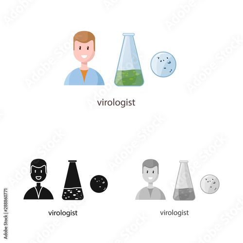 Vector design of virologist and doctor logo. Collection of virologist and safety vector icon for stock.