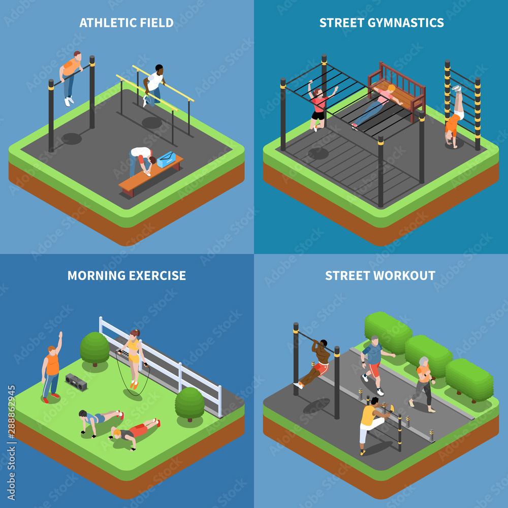 Street Workout Isometric Design Concept