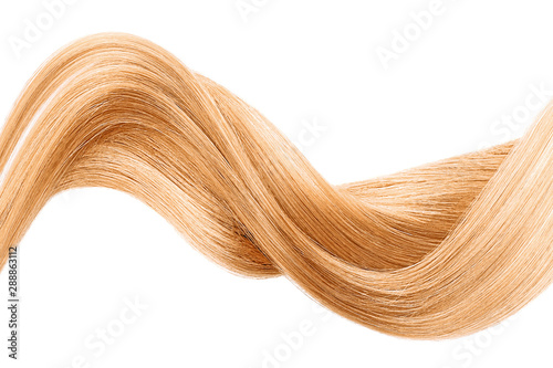 Blond shiny hair wave  isolated over white