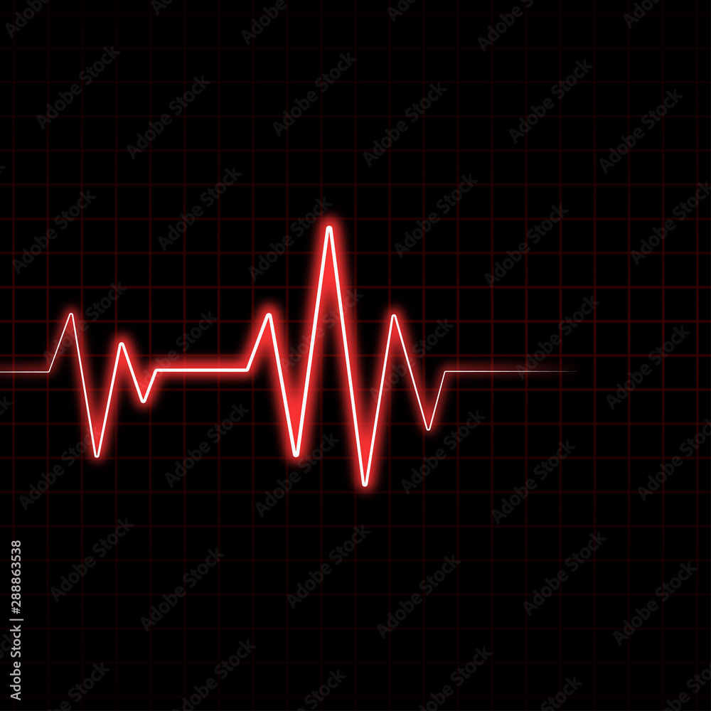 Heart beat cardiogram background - red vector illustration 