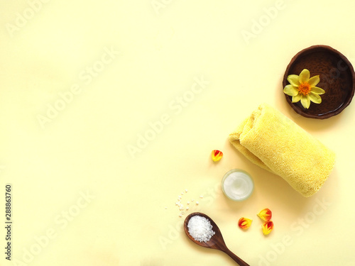 Spa composition on a yellow background