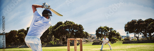 Player batting while playing cricket on field