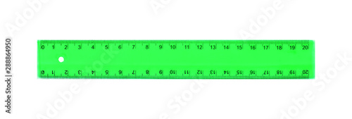 Science and education - Plastic green school ruler isolated