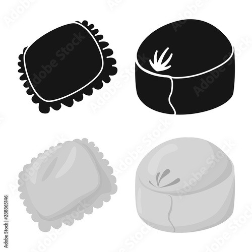 Vector design of products and cooking symbol. Set of products and appetizer vector icon for stock.