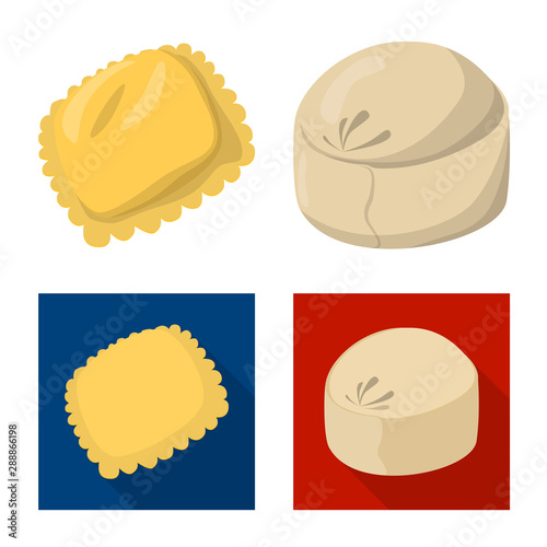 Vector illustration of products and cooking symbol. Set of products and appetizer stock vector illustration.
