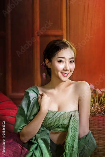 beautiful woman in traditional asian dresses
