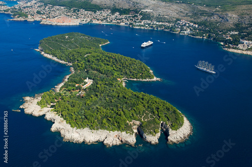 Aerial photo of Lokrum island near Dubrovnik © Goran