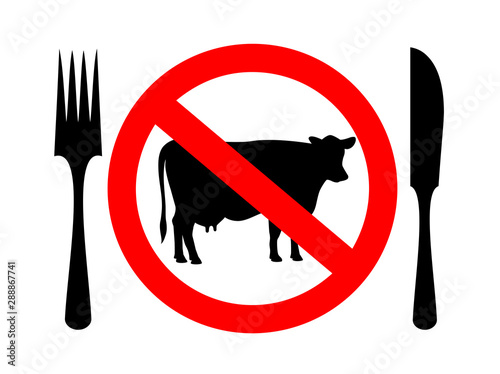 No meat sign, vegetarian concept on white background