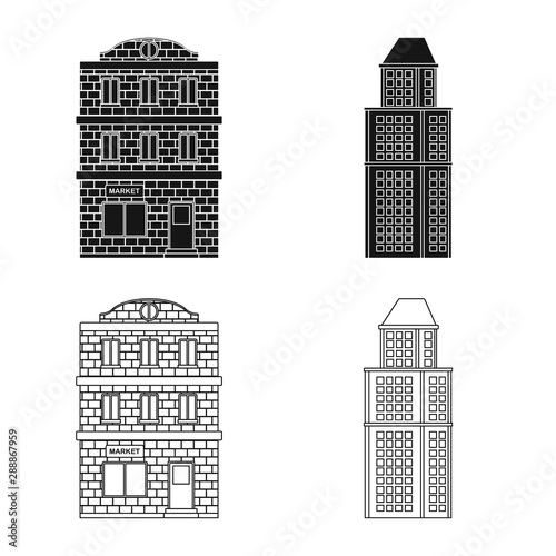 Vector illustration of municipal and center logo. Collection of municipal and estate stock symbol for web.