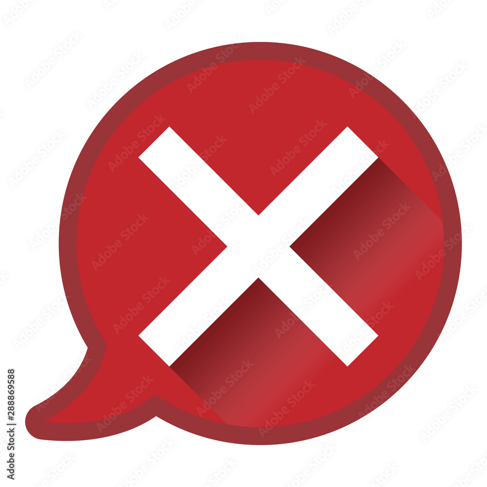 Fototapeta premium check mark in speech bubble, refusal or rejection icon or symbol vector illustration