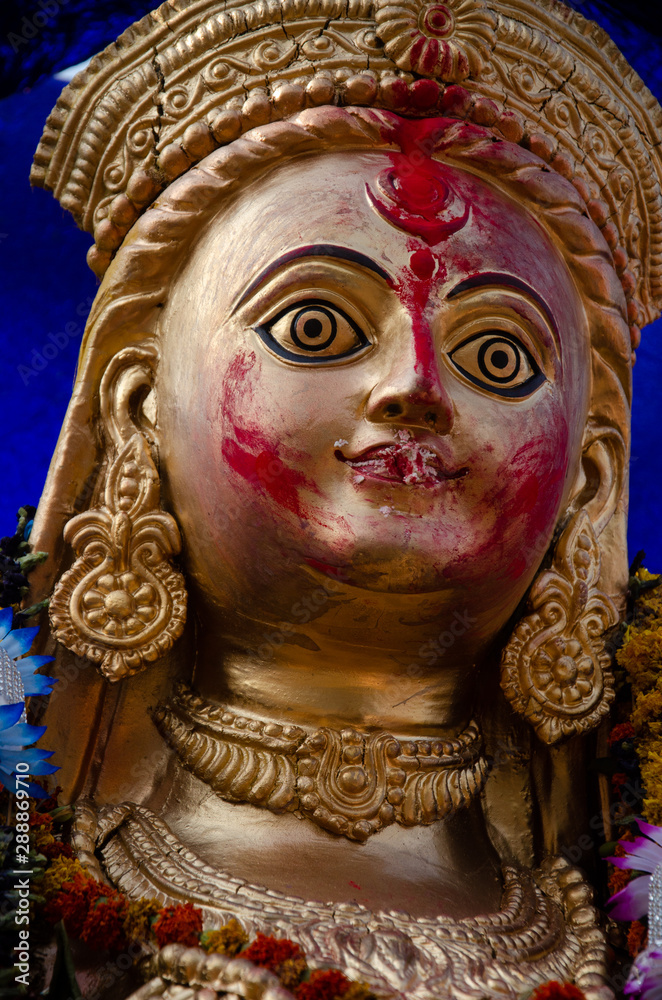 Hindu goddess Durga idol in kolkata's Durga puja festival