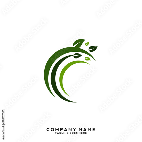 Creative green leaf logo template