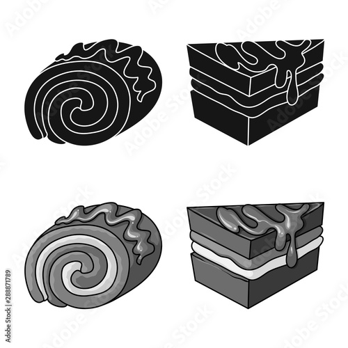 Vector design of confectionery and culinary icon. Set of confectionery and product stock symbol for web.