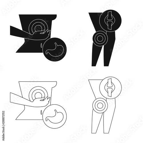 Vector illustration of hospital and rendering sign. Set of hospital and help stock symbol for web.