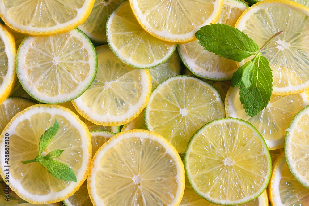 Fresh lemon slices background Fresh lemon slices background