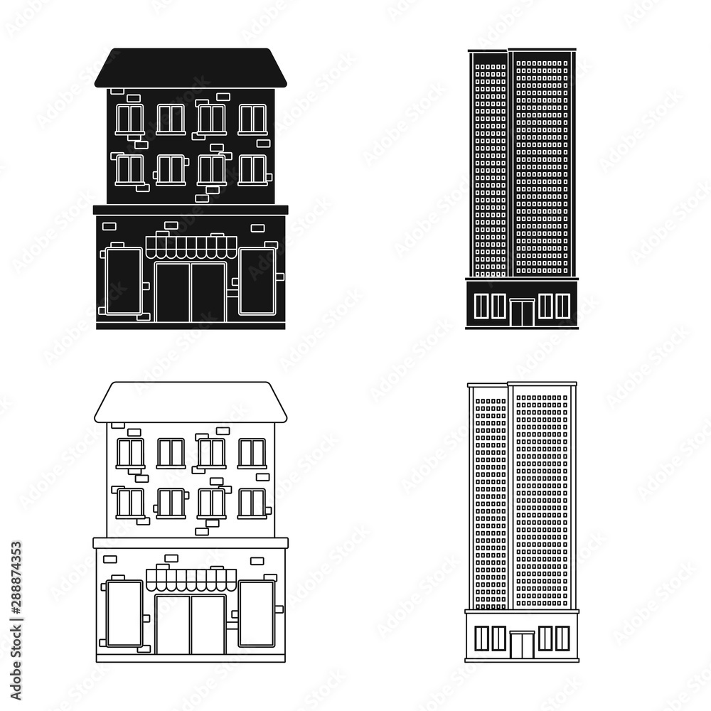 Obraz premium Vector design of municipal and center sign. Collection of municipal and estate stock vector illustration.